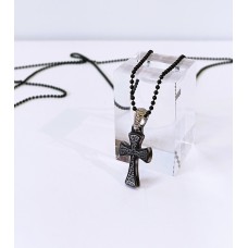 Ατσάλινο κολιέ με μαύρο σταυρό σε μαύρη αλυσίδα STN15